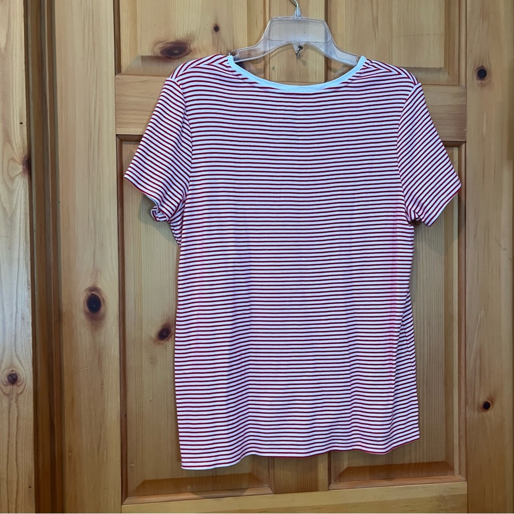 TWO Croft and Barrow pattern cotton tees Black floral and red stripe - Picture 7 of 7